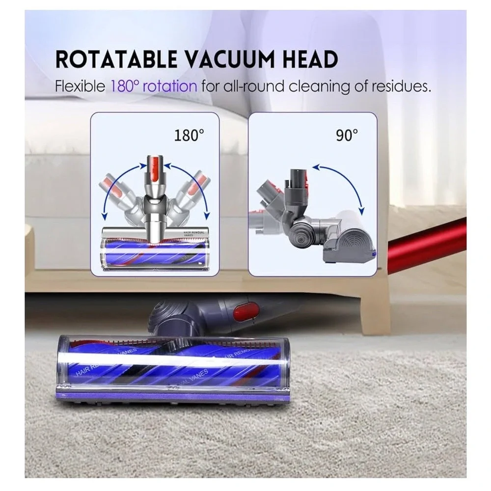 Upgrade Anti-Tangle Replacement Vacuum Head Compatible with Dyson V7,V8, Cyclone